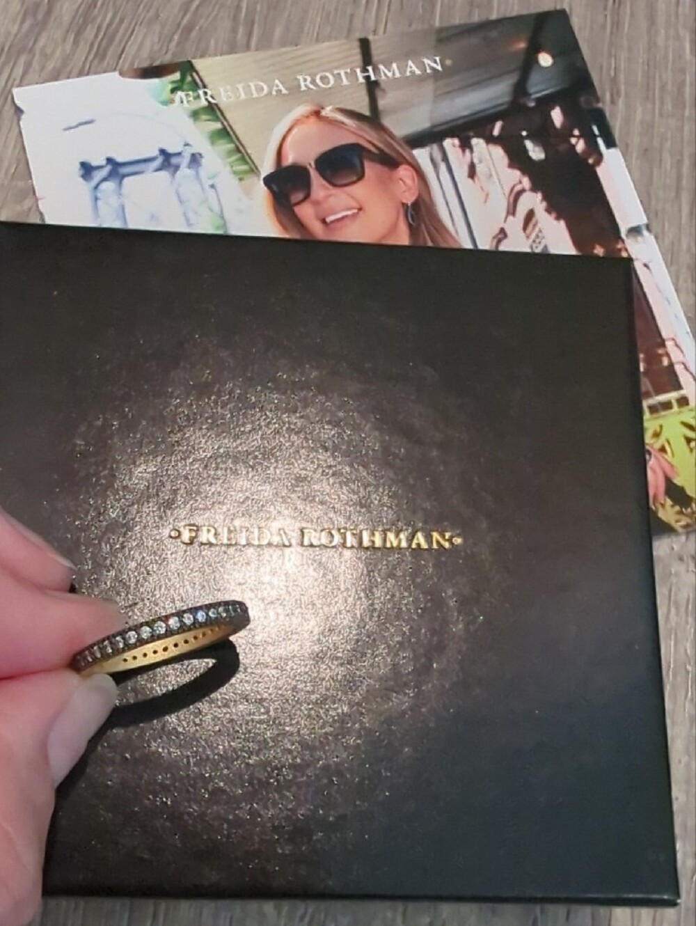 Freida Rothman FR 925 Sterling Pave Stacker Ring Black And Gold NWT - Picture 2 of 6